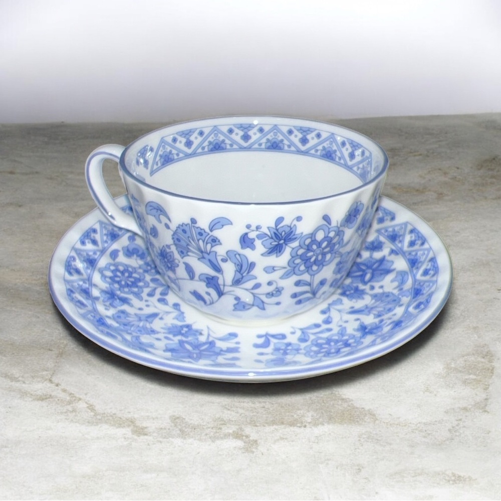 Minton Cup & Saucer "Shalimar" Floral Fluted